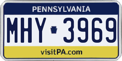 PA license plate MHY3969