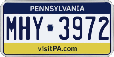 PA license plate MHY3972