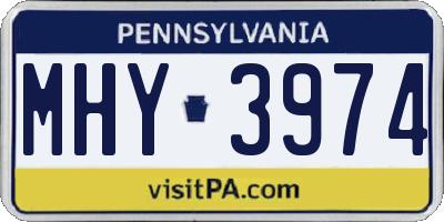 PA license plate MHY3974
