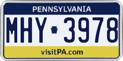 PA license plate MHY3978