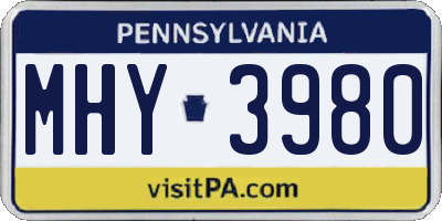 PA license plate MHY3980