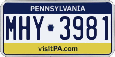 PA license plate MHY3981