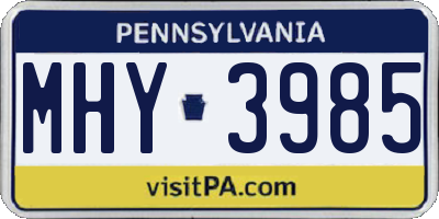 PA license plate MHY3985