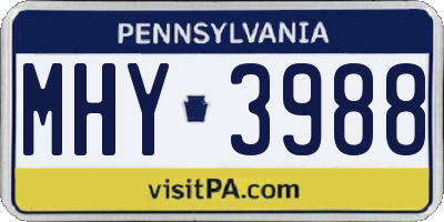 PA license plate MHY3988
