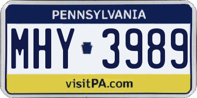 PA license plate MHY3989