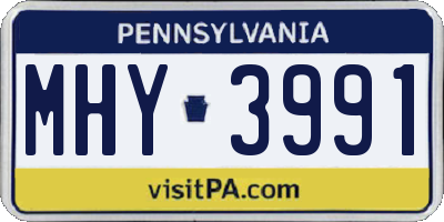 PA license plate MHY3991