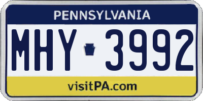 PA license plate MHY3992