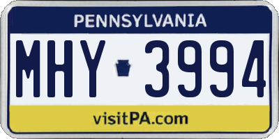 PA license plate MHY3994