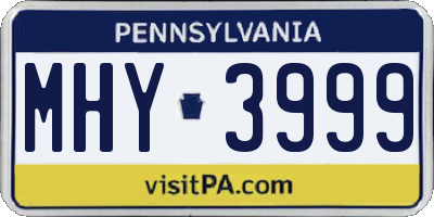PA license plate MHY3999