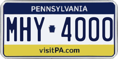 PA license plate MHY4000