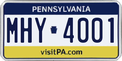 PA license plate MHY4001