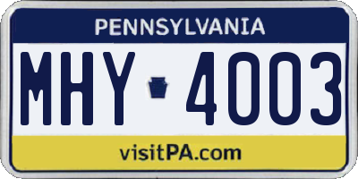 PA license plate MHY4003