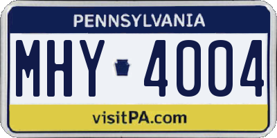 PA license plate MHY4004