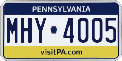 PA license plate MHY4005