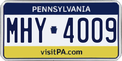 PA license plate MHY4009