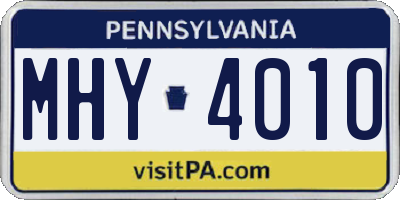 PA license plate MHY4010