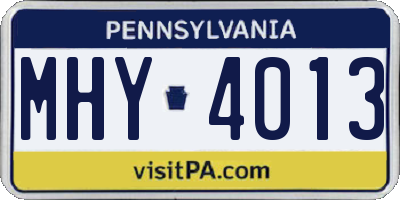 PA license plate MHY4013