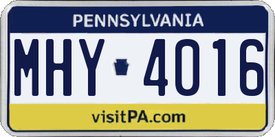 PA license plate MHY4016