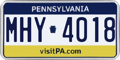PA license plate MHY4018
