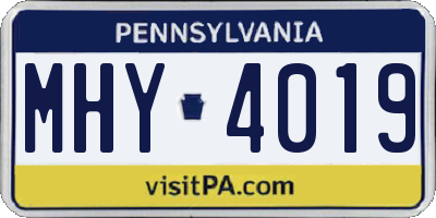 PA license plate MHY4019
