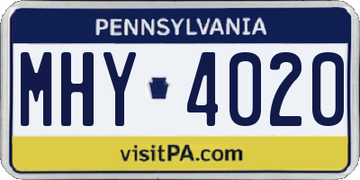 PA license plate MHY4020