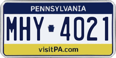 PA license plate MHY4021