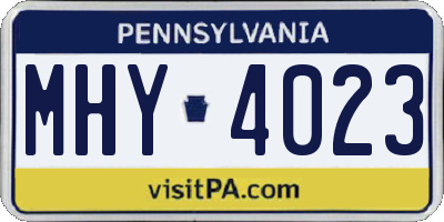 PA license plate MHY4023