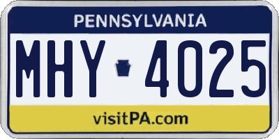 PA license plate MHY4025