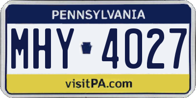 PA license plate MHY4027