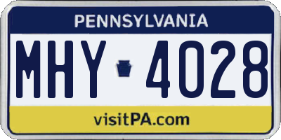 PA license plate MHY4028