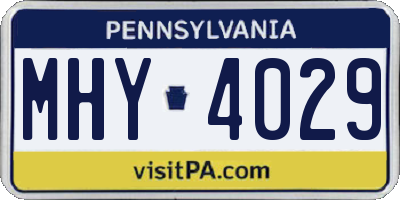 PA license plate MHY4029