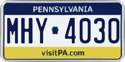 PA license plate MHY4030