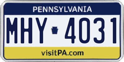 PA license plate MHY4031