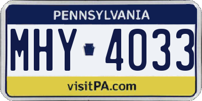 PA license plate MHY4033