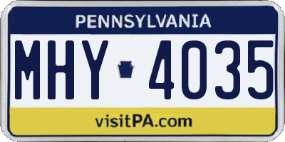 PA license plate MHY4035