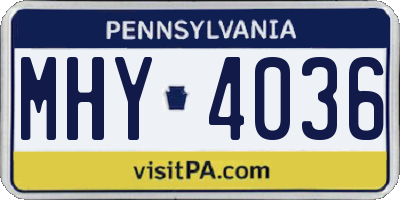 PA license plate MHY4036