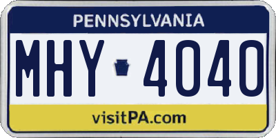 PA license plate MHY4040