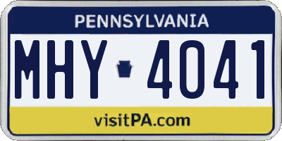 PA license plate MHY4041