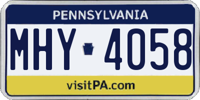 PA license plate MHY4058
