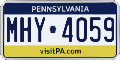PA license plate MHY4059