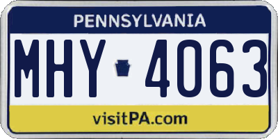 PA license plate MHY4063