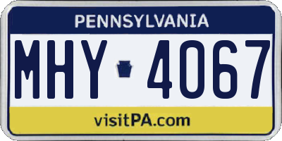 PA license plate MHY4067