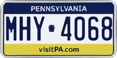 PA license plate MHY4068