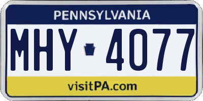PA license plate MHY4077