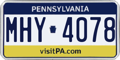 PA license plate MHY4078