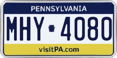PA license plate MHY4080