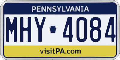 PA license plate MHY4084