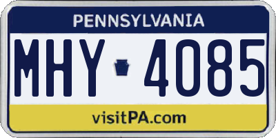PA license plate MHY4085
