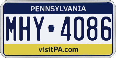 PA license plate MHY4086