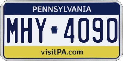 PA license plate MHY4090